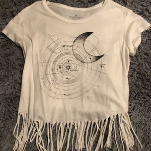 American Eagle Space Fringe Crop Top